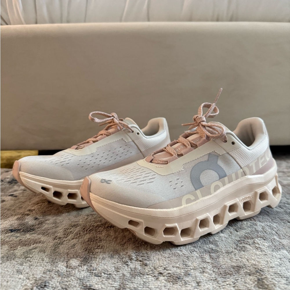 On Running Women's Athletic Shoes in Cream and Tan
